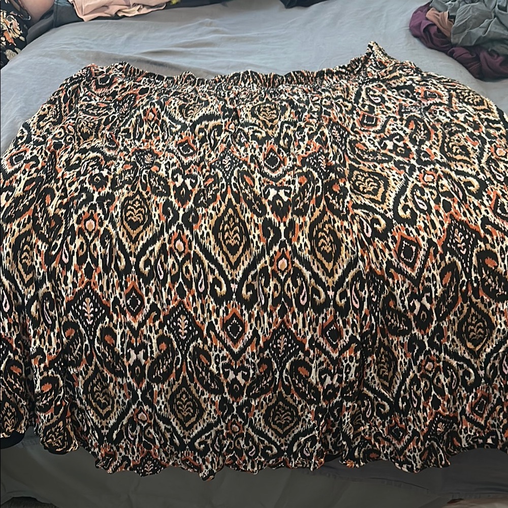 Torrid Black and Cream Smocked Skater Midi Skirt